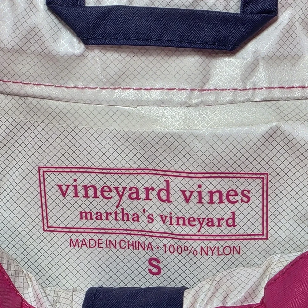 Vineyard Vines Rain Jacket Womens‎ Small Windbreaker Qtr Zip Hide Away Hood Blue